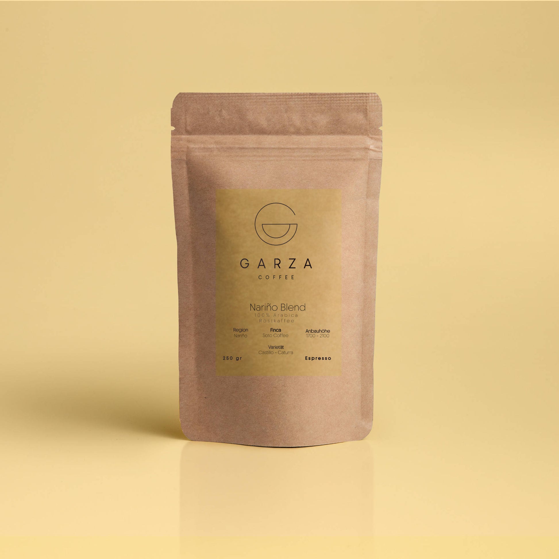 Speciality Coffee Kolumbianischer Kaffee Nariño Blend für Espresso Schokolade, Panela, zarte Nussnoten und Mandeln Garza Coffee