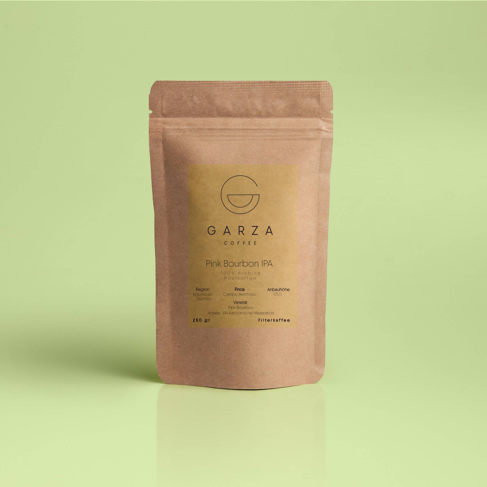 Speciality Coffee Campo hermoso IPA Kolumbianischer Kaffee für Filterkaffee mit Noten malzig, zitrusartig, Geschmack mit Noten von aromatischer Limette, Zitrone, Orangenschale Garza Coffee